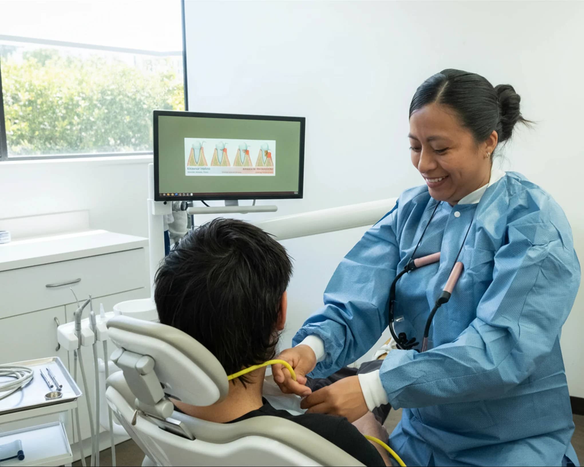 Dental professional in a modern dental office
