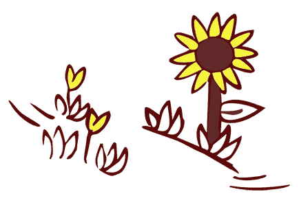 A sunflower and flowering plants
